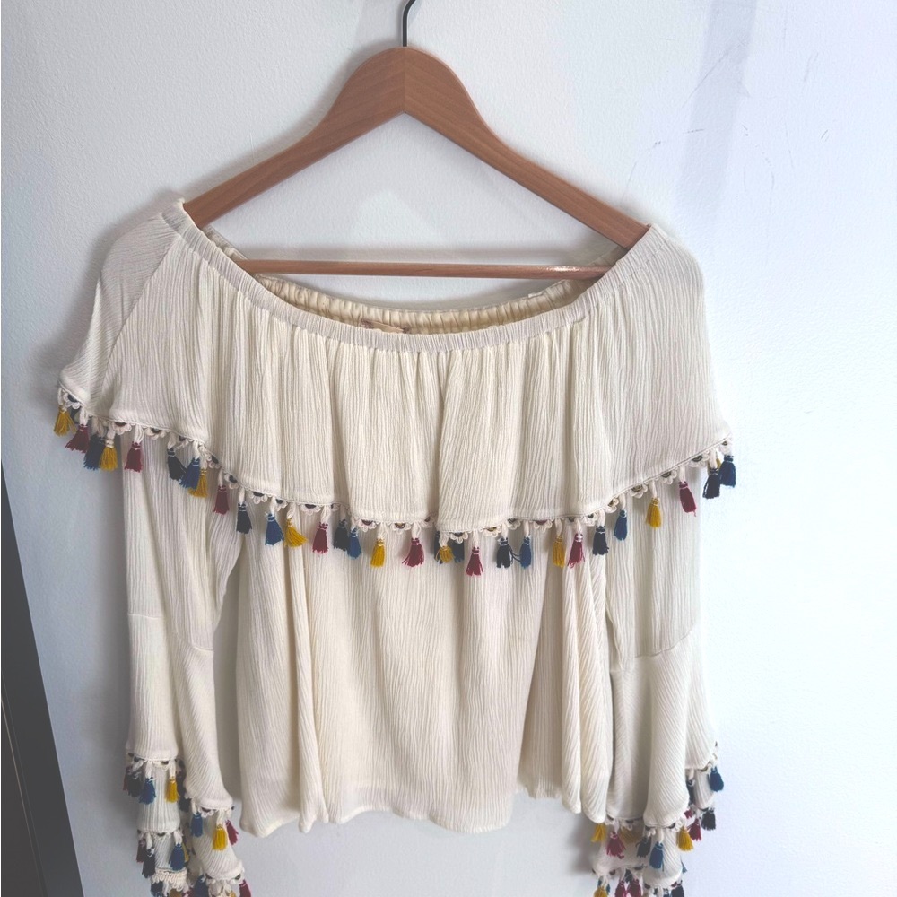 Fun Off-Shoulder Tassel Top